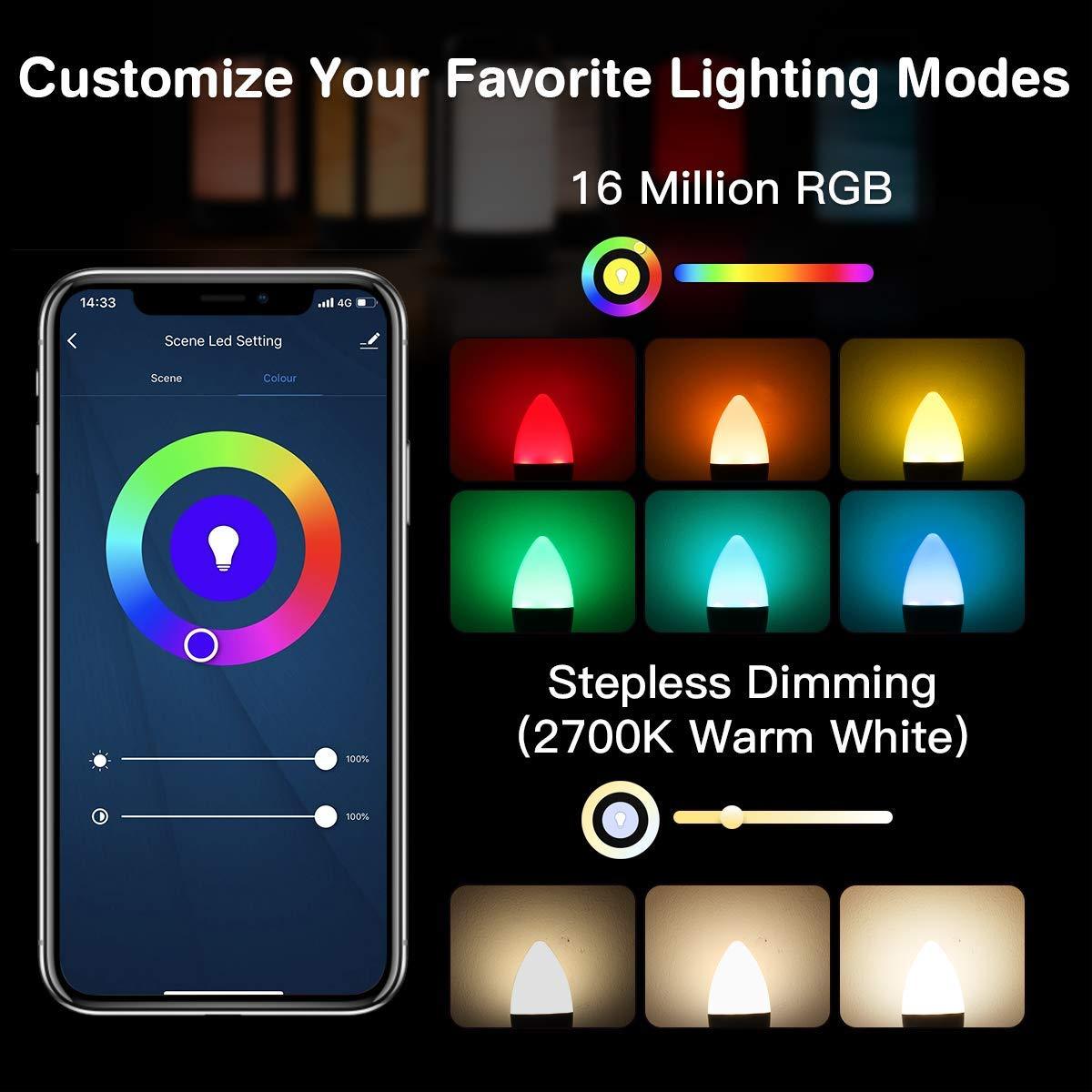 Genie Smart LED Candelabra Bulb E12 (Works with Google Home/Alexa) -