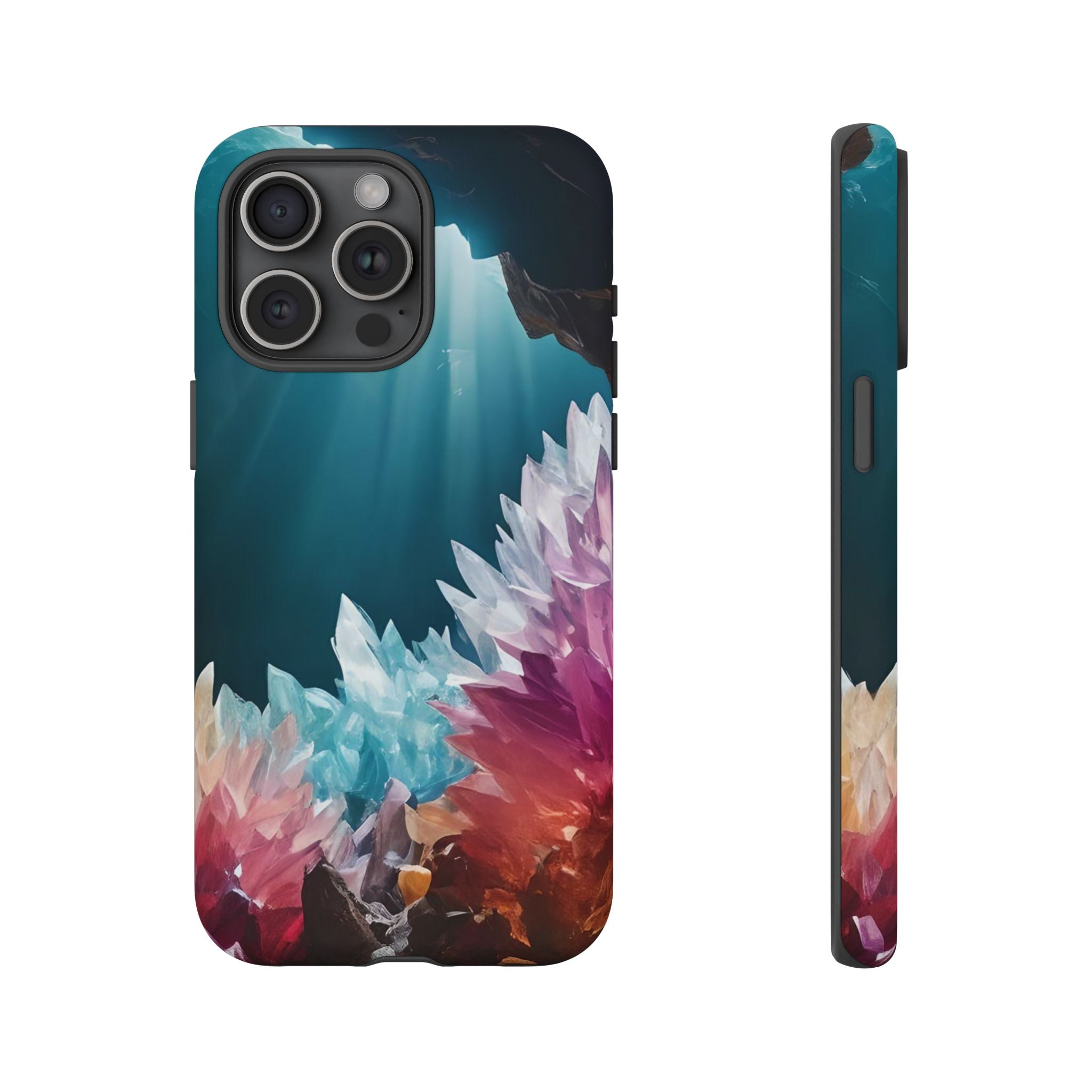 Colorful Crystal Phone Case, Tough Phone Cover, Gemstone Case, Unique iPhone Cover, Vibrant Art Protector, Gift for Geology Lovers