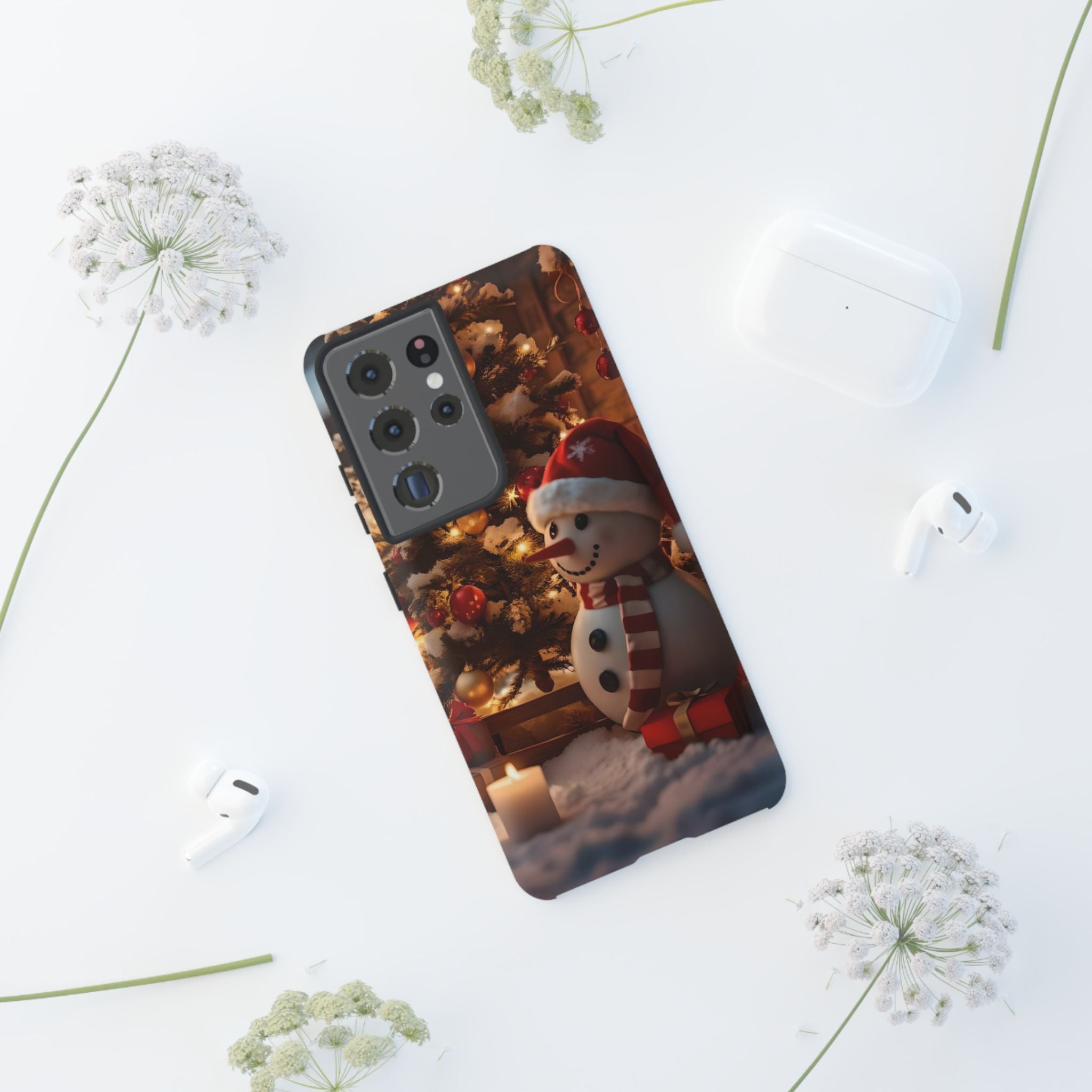 Festive Snowman Christmas Tree, Holiday Phone Case