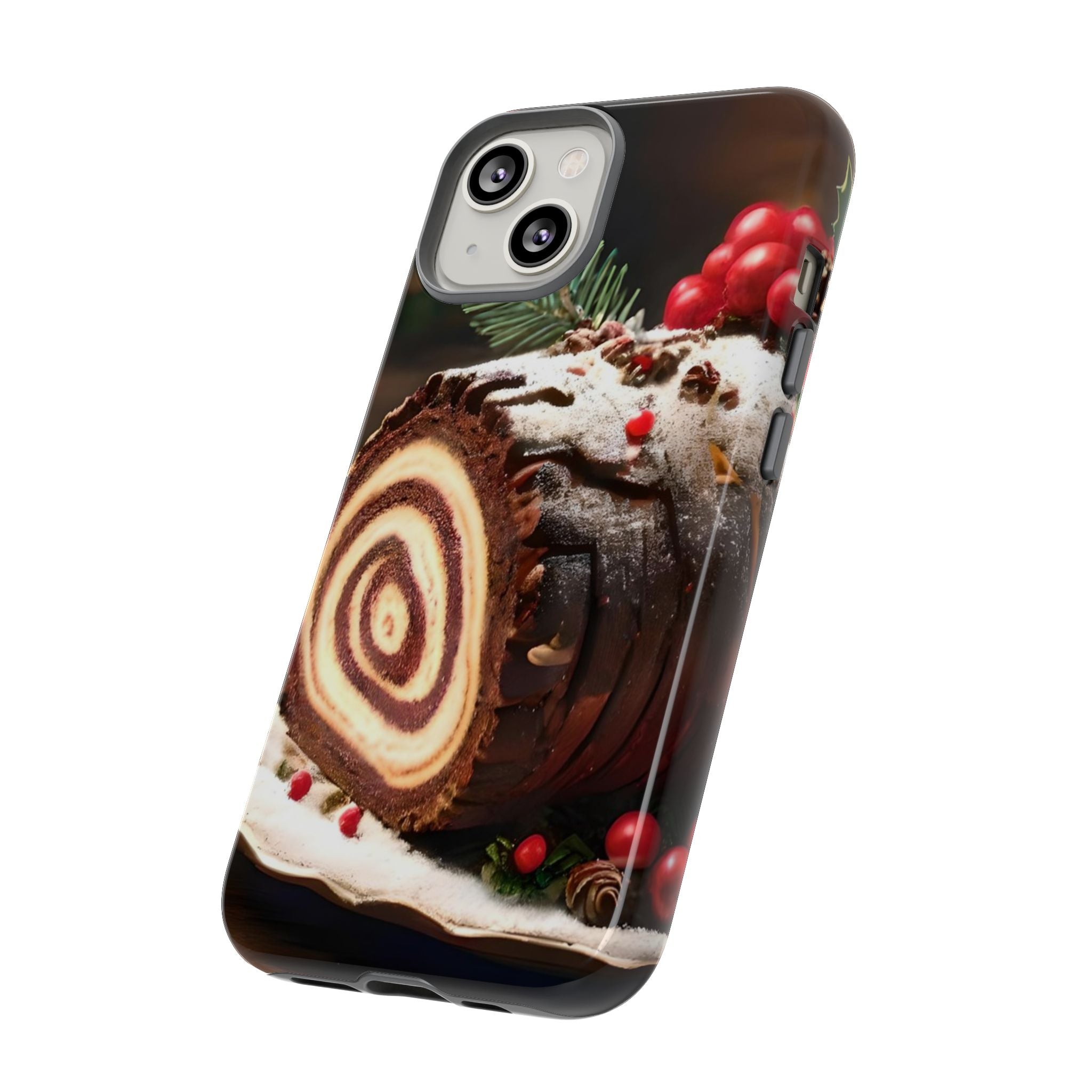 Festive Phone Case with Yule Log Design