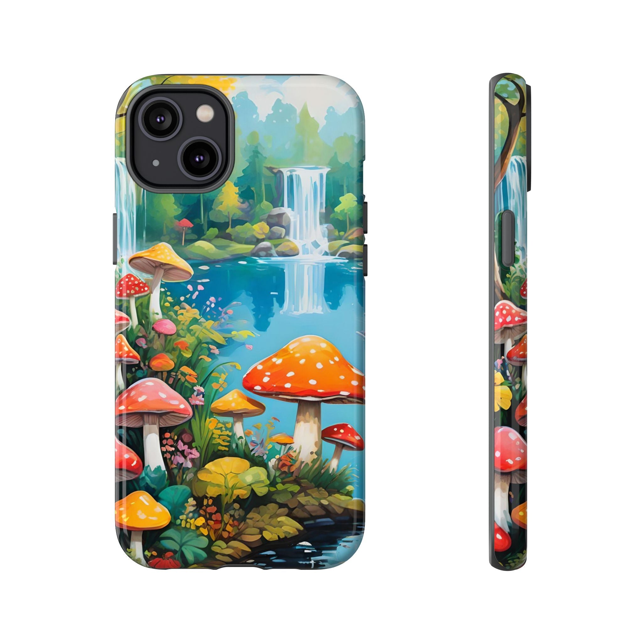 Mushroom Phone Case with Vibrant Nature Scene