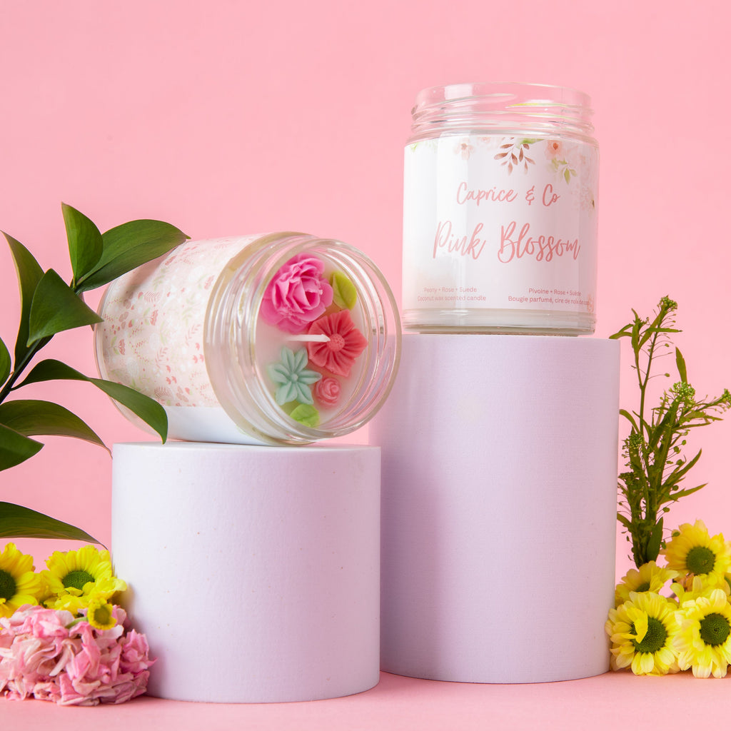 Pink Blossom Candle - Peony + Rose + Suede