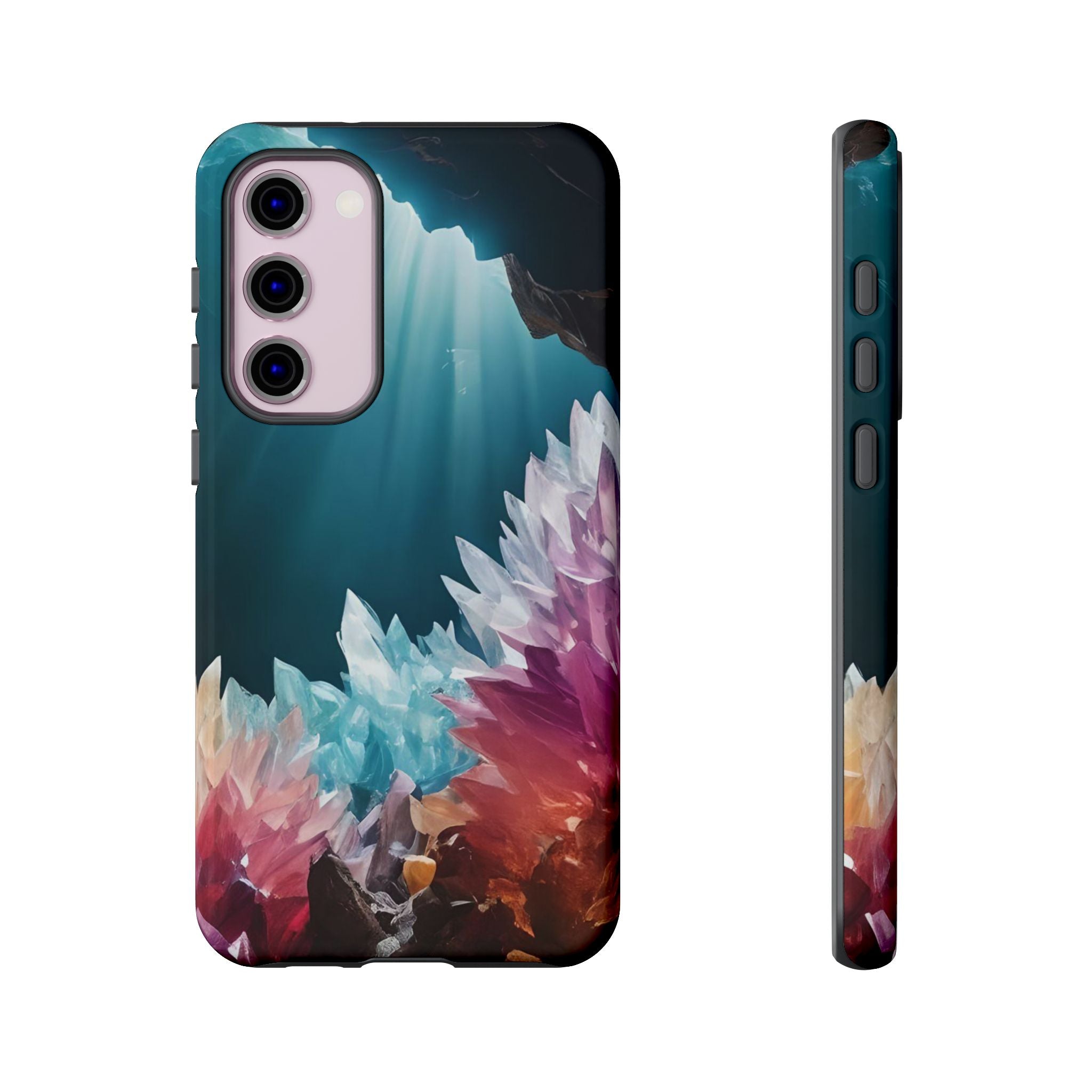 Colorful Crystal Phone Case, Tough Phone Cover, Gemstone Case, Unique iPhone Cover, Vibrant Art Protector, Gift for Geology Lovers