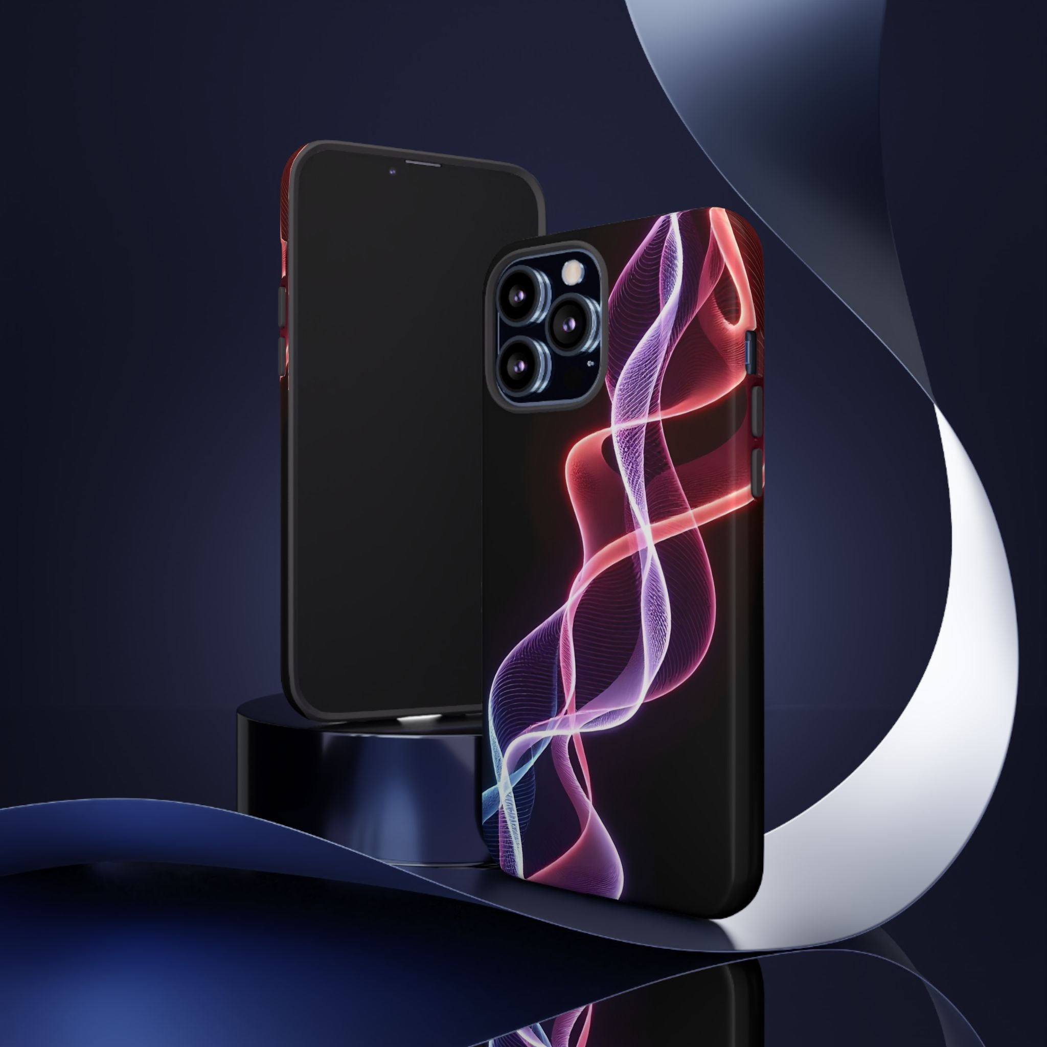 Neon Light Wave Abstract Glow, Phone Case