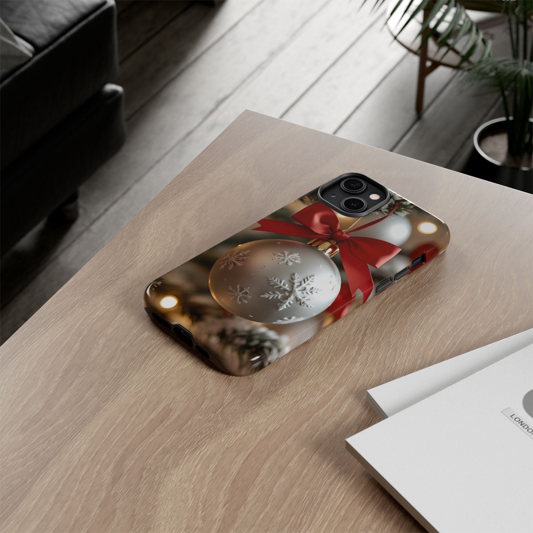 Christmas Phone Case with Seasonal Ornament Design