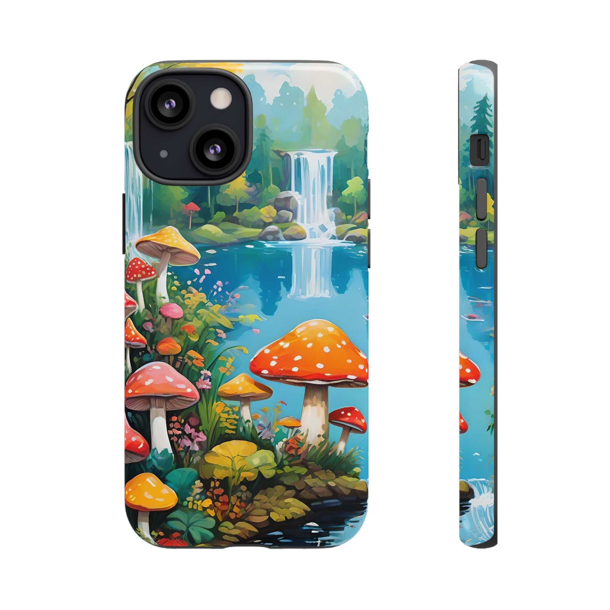 Mushroom Phone Case with Vibrant Nature Scene
