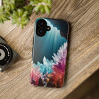 Faisceau lumineux coloré de la grotte de cristal, étui de téléphone