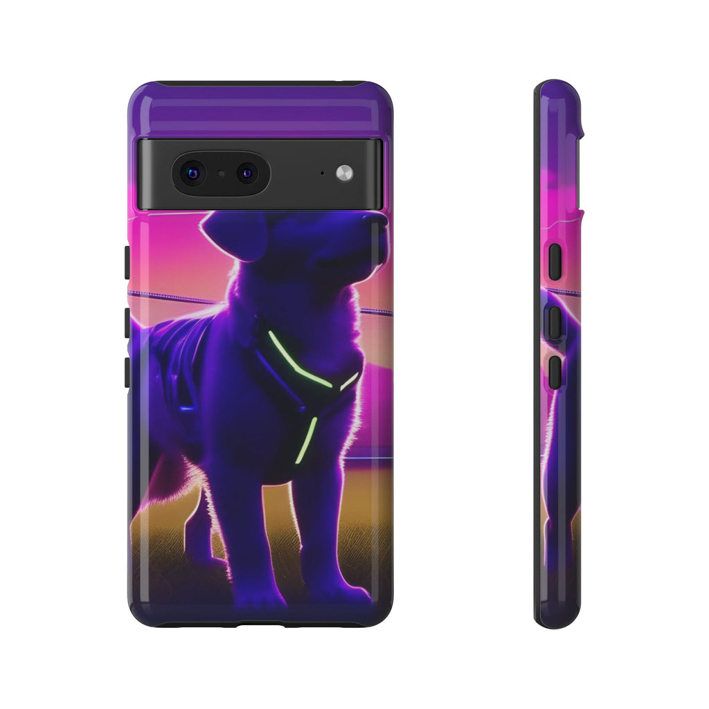 Coque de téléphone motif chien néon vibrant
