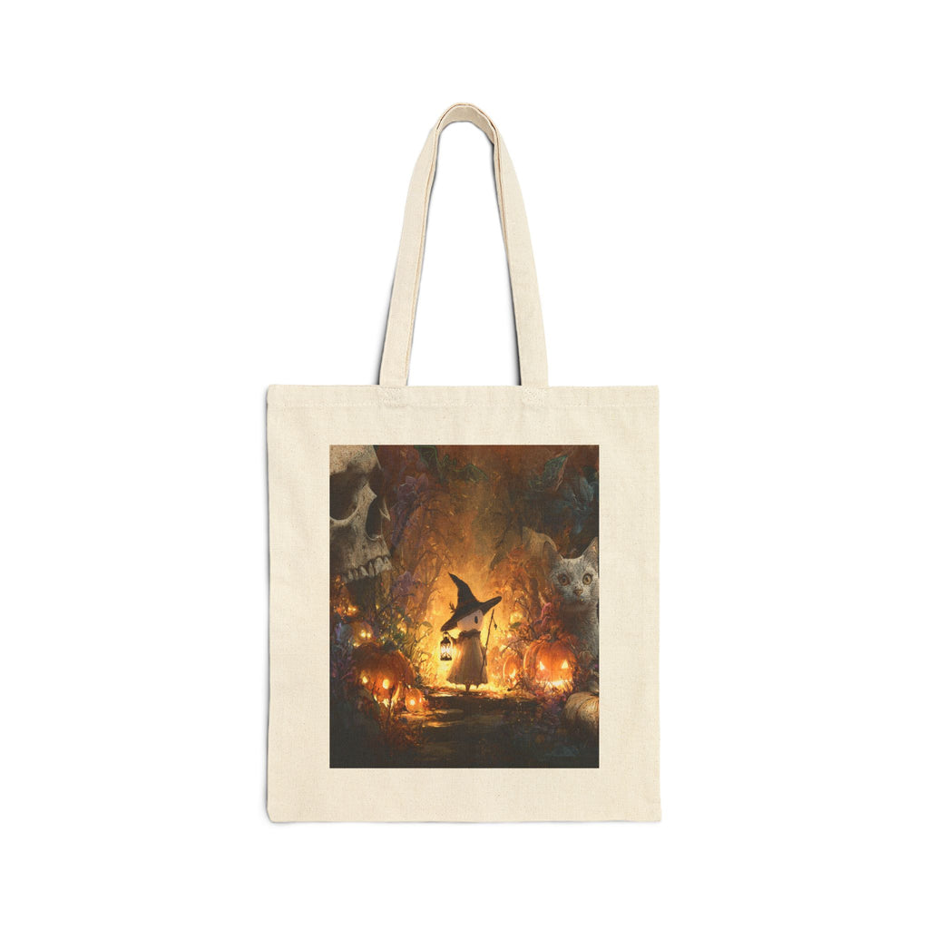 Cozy Witch Lantern Halloween Scene, Tote Bag
