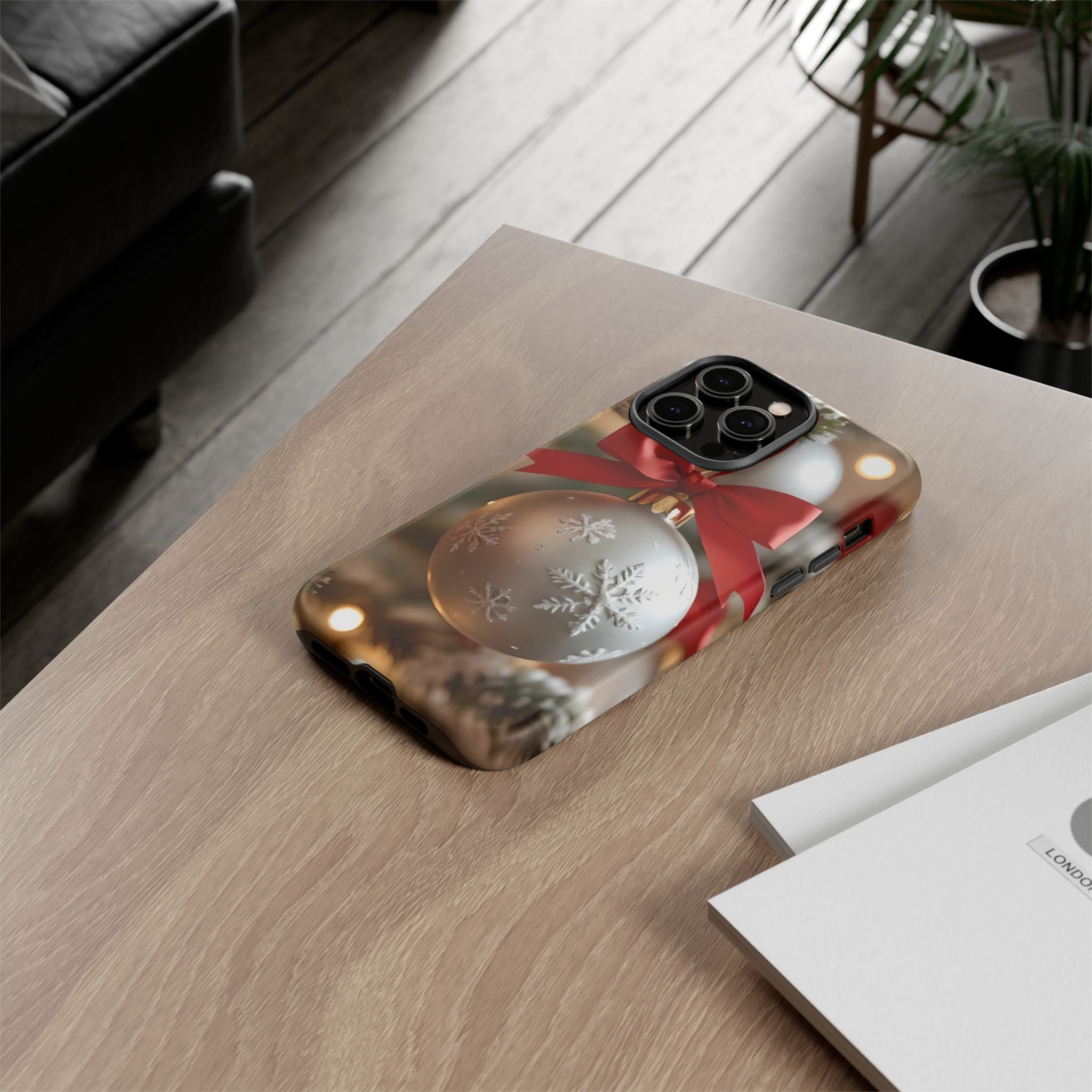 Christmas Phone Case with Seasonal Ornament Design