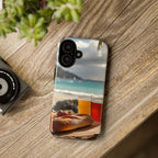 Vue d'un pique-nique sur une plage tropicale, étui pour téléphone