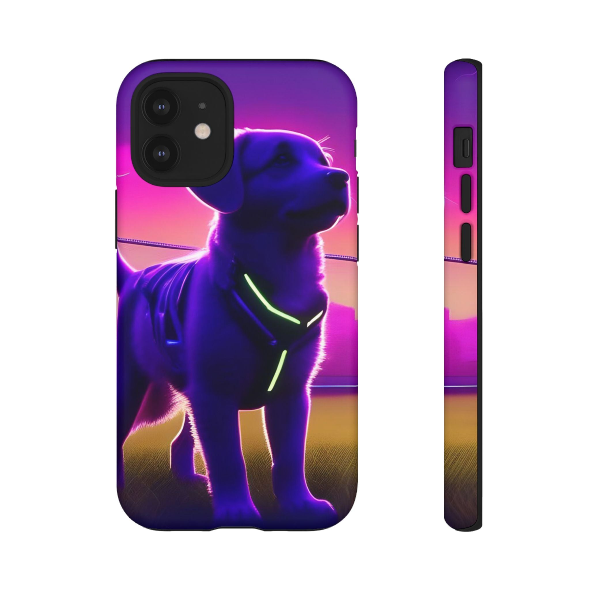 Vibrant Neon-Style Dog, Phone Case