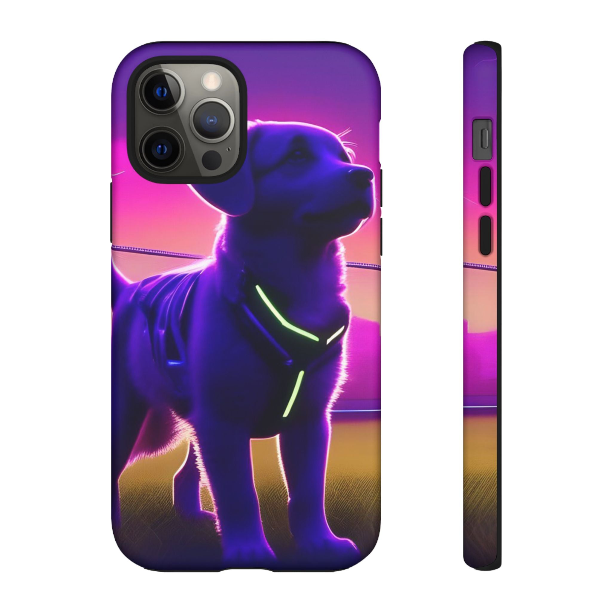 Vibrant Neon-Style Dog, Phone Case