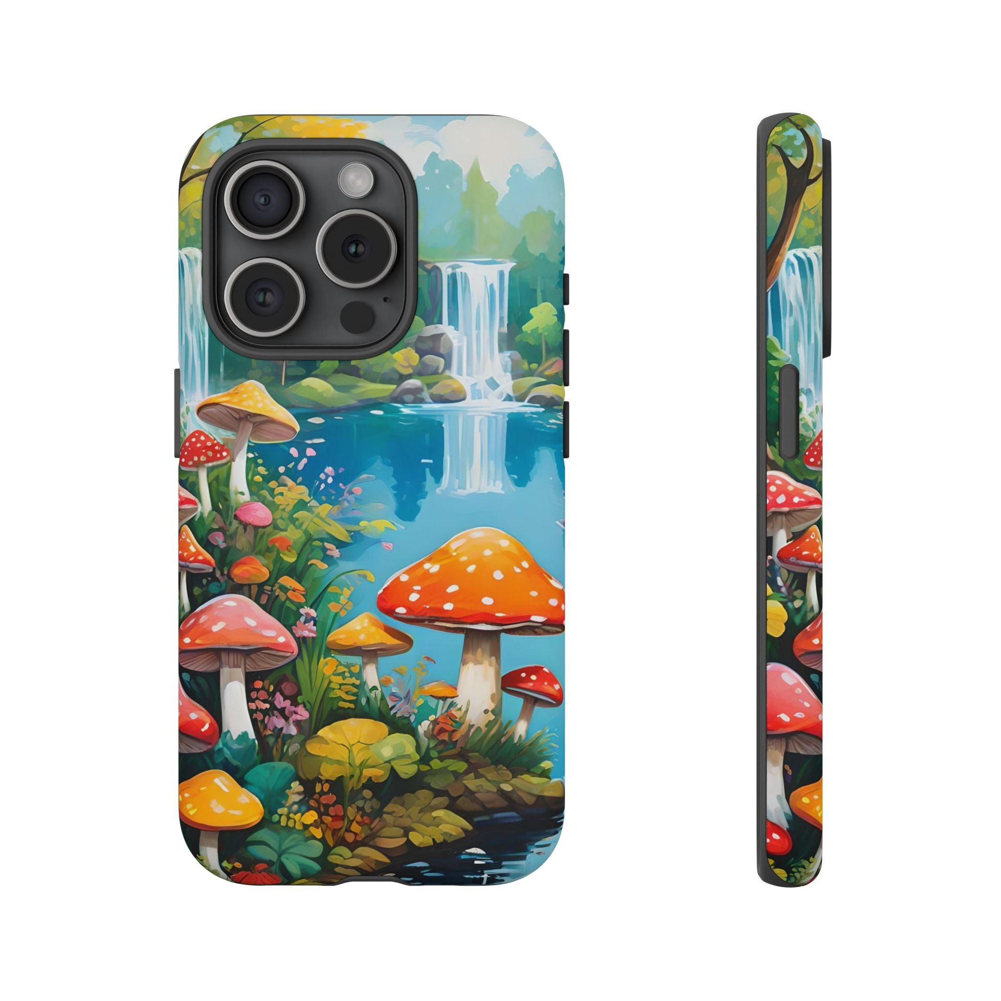Mushroom Phone Case with Vibrant Nature Scene