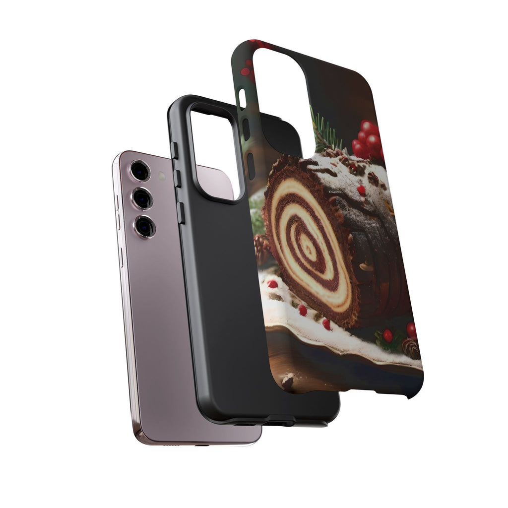 Festive Phone Case with Yule Log Design