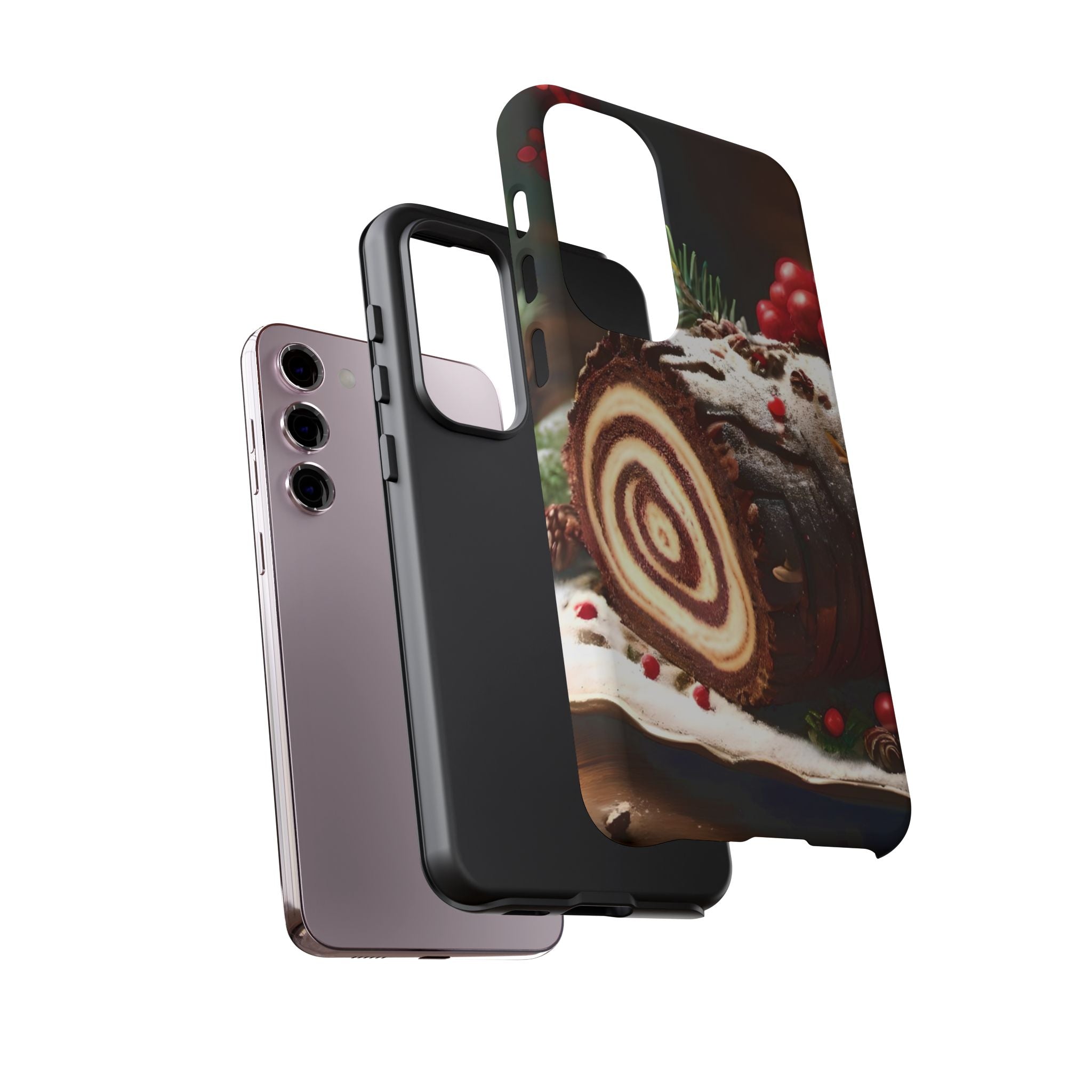 Festive Phone Case with Yule Log Design