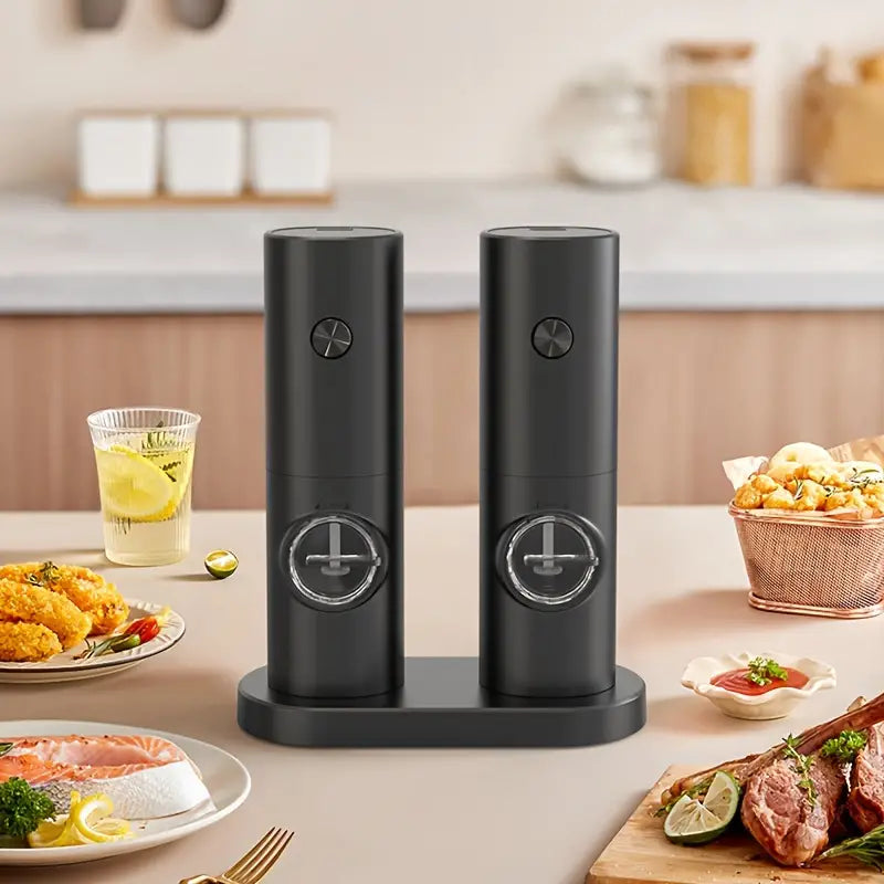 Electric Pepper Grinder Set - 2pcs Household Sea Salt Ginders-1