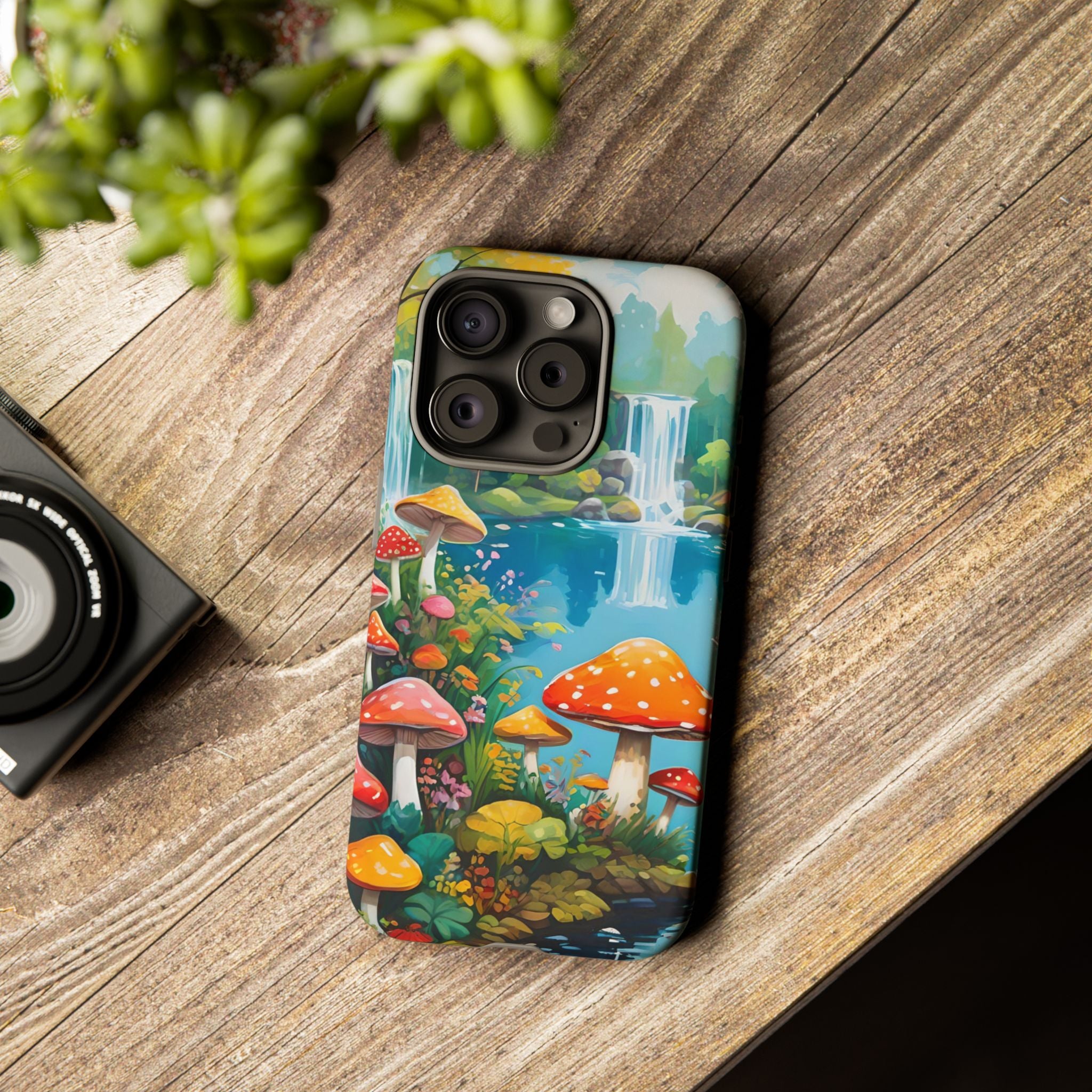 Mushroom Phone Case with Vibrant Nature Scene