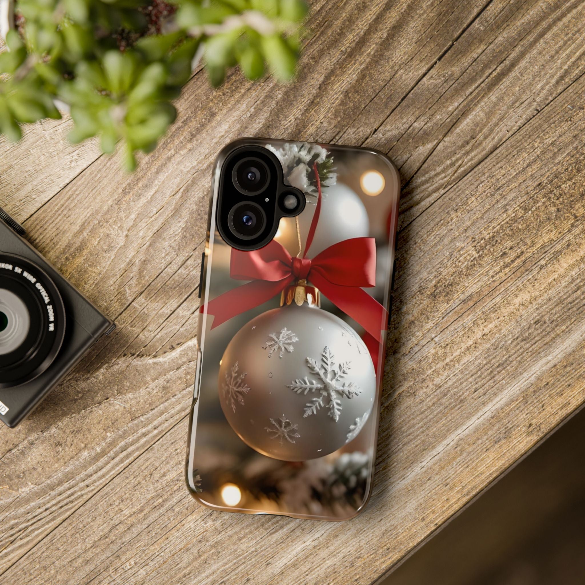 Christmas Phone Case with Seasonal Ornament Design
