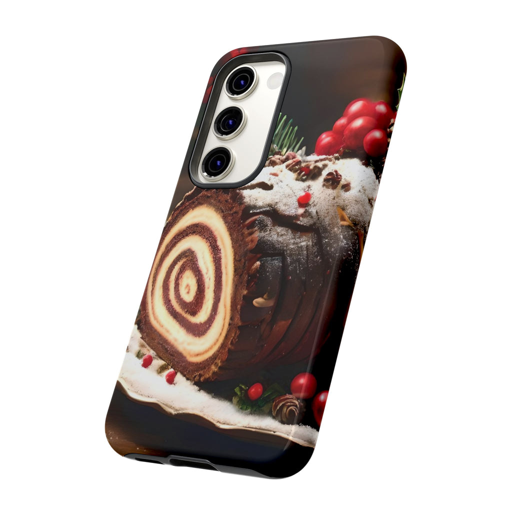 Festive Phone Case with Yule Log Design