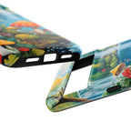 Coque de téléphone champignon avec scène de nature vibrante