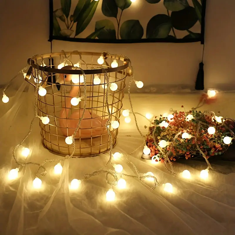 6m LED Ball Garland Fairy String Lights for Festive Decorations - Battery-Powered-3
