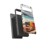 Vue d'un pique-nique sur une plage tropicale, étui pour téléphone