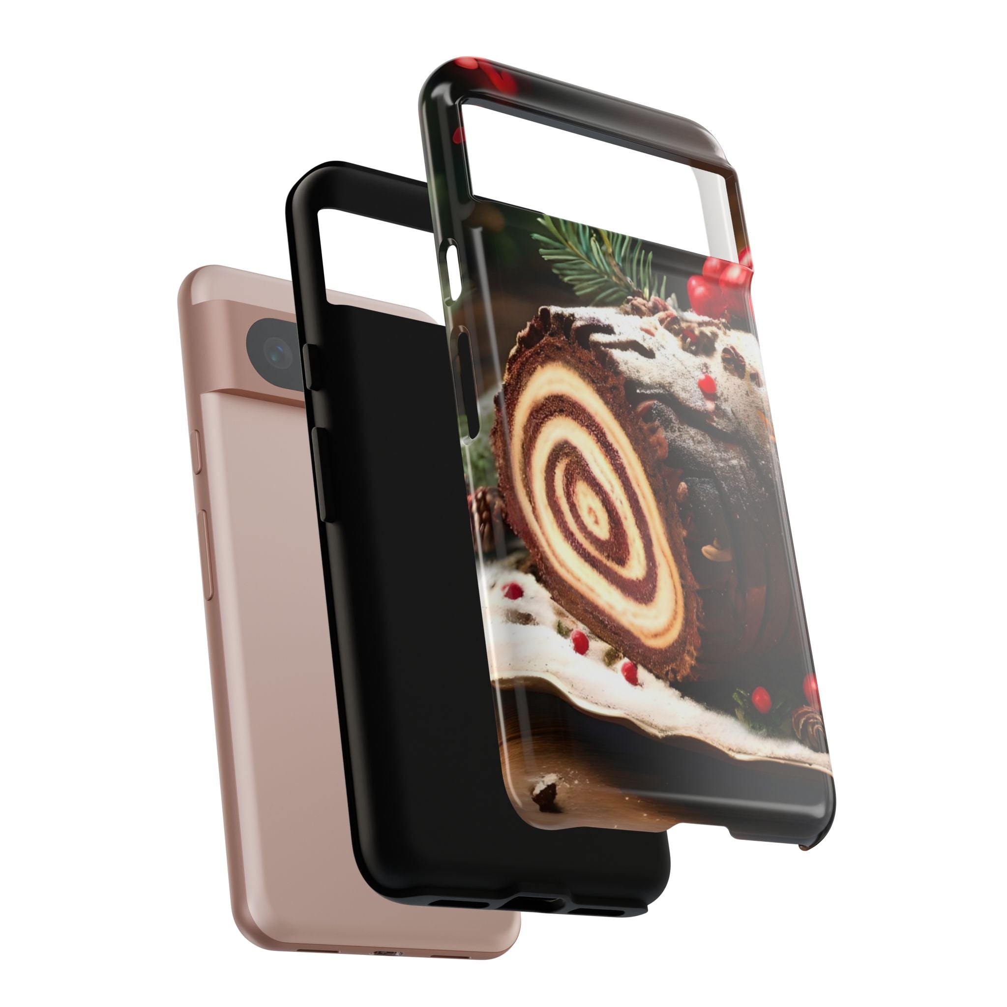 Festive Phone Case with Yule Log Design