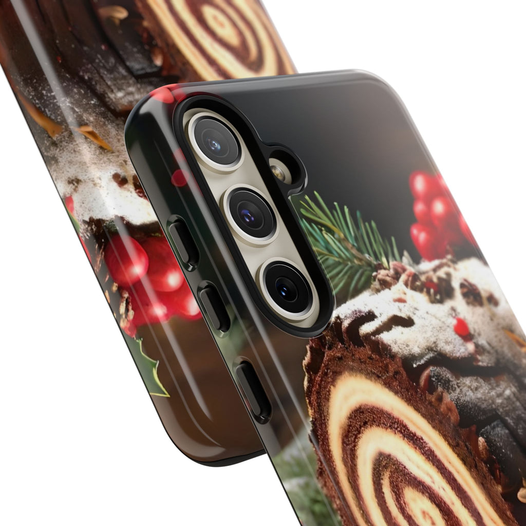 Festive Phone Case with Yule Log Design