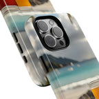 Vue d'un pique-nique sur une plage tropicale, étui pour téléphone