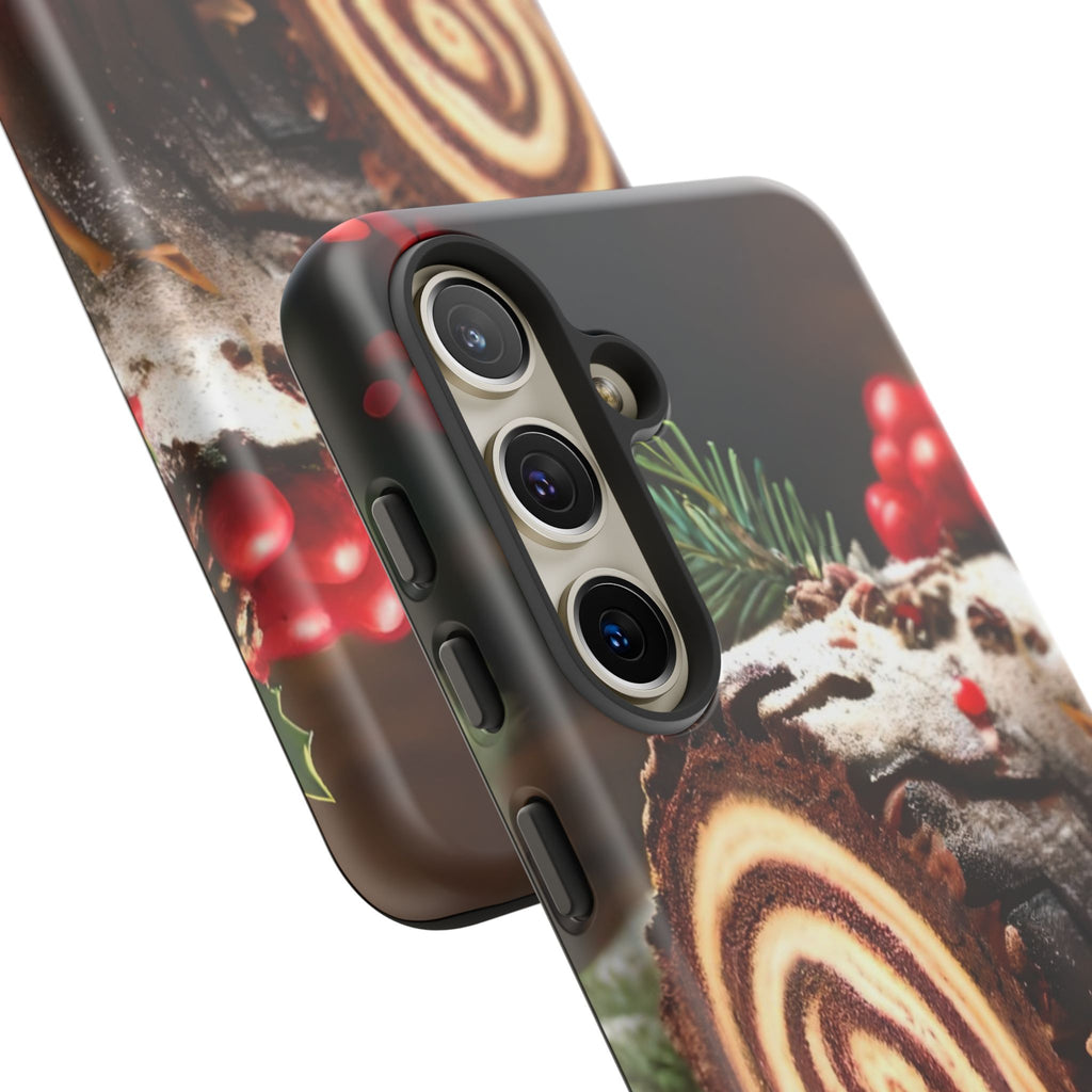 Festive Phone Case with Yule Log Design