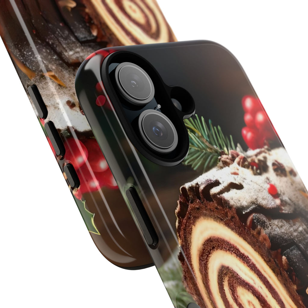 Festive Phone Case with Yule Log Design
