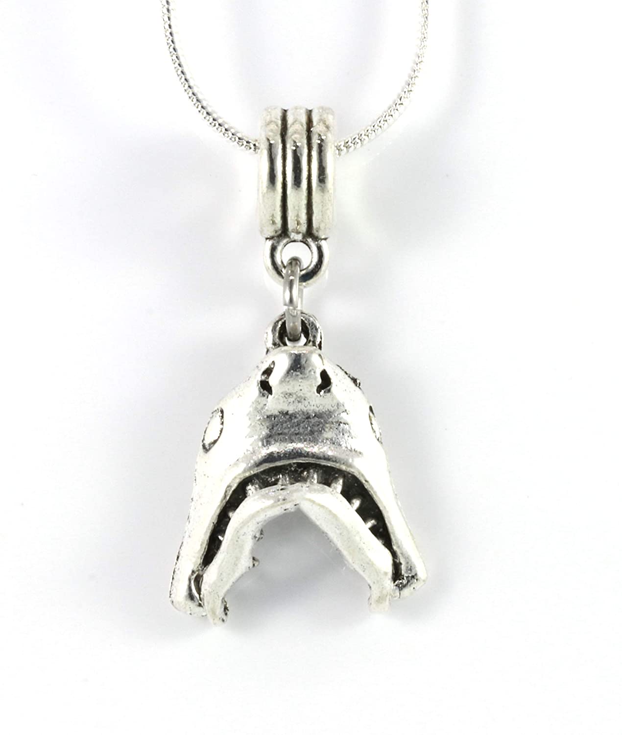 Shark Tooth Necklace | Shark Necklace on a 22 inch Stainless Steel Chain a Shark Jaw Charm on a Shark Tooth Necklace for Men and Women with Moveable Jaw Shark Charm with Shark Teeth for Biting Action-2