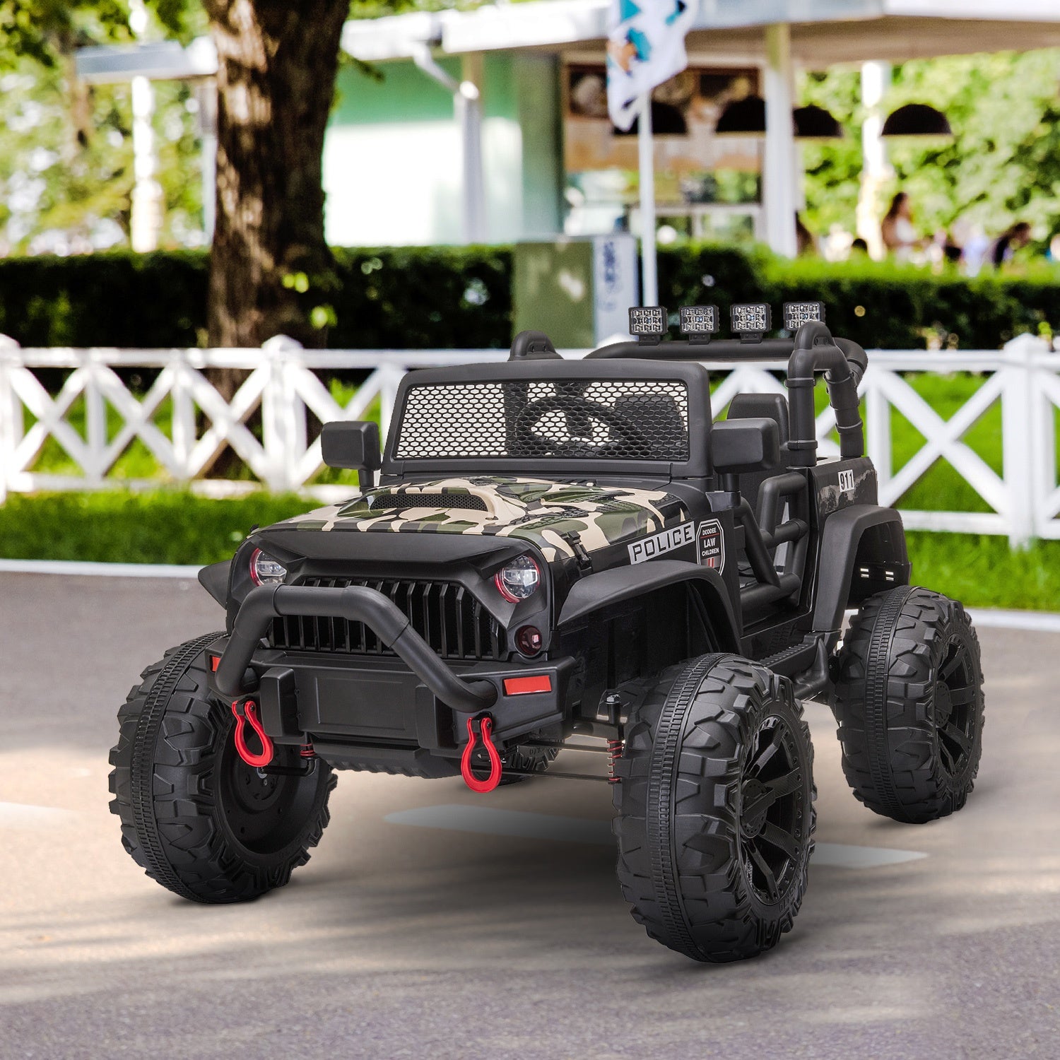 Kids Police Ride-On Jeep, Camo Electric Toy Car
