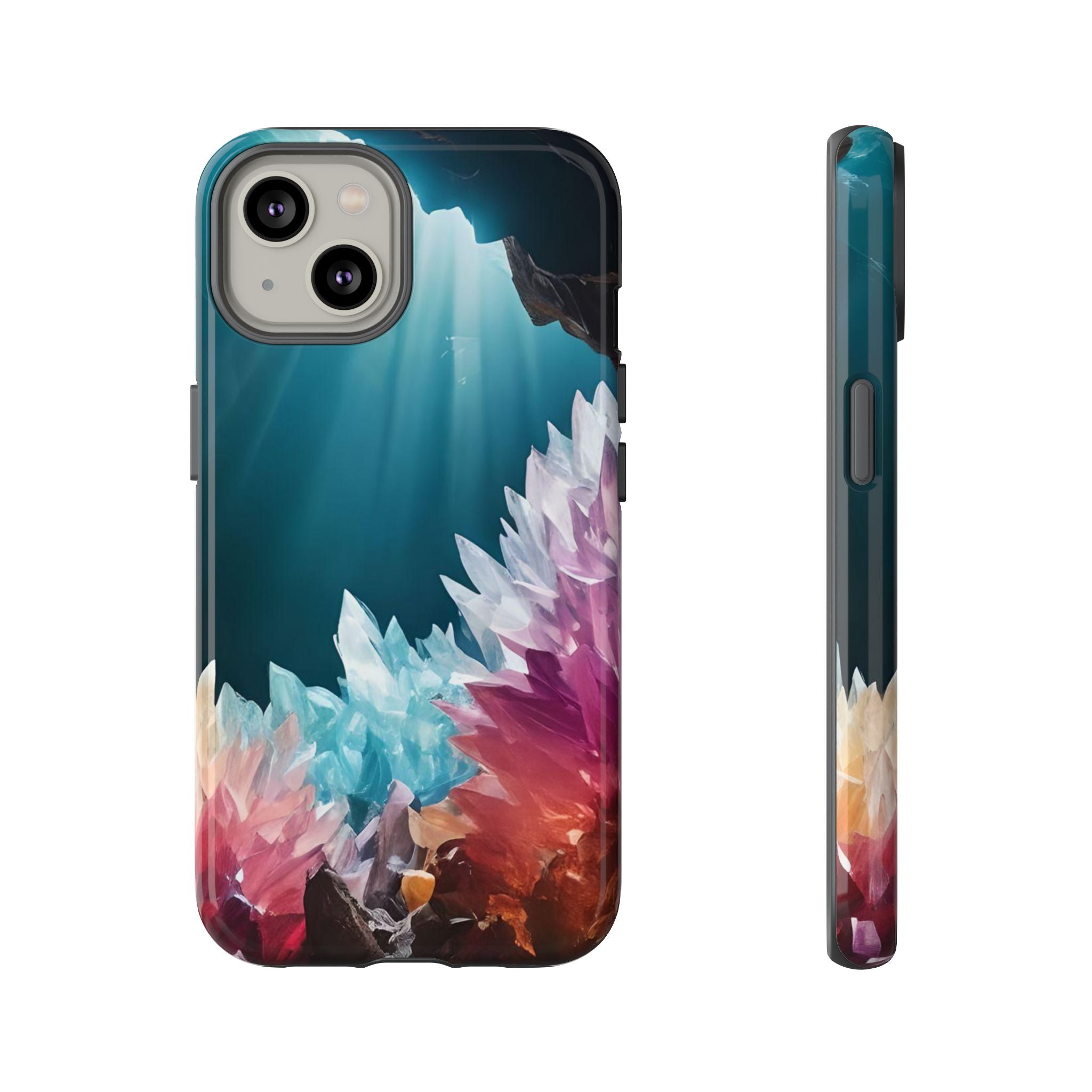 Colorful Crystal Phone Case, Tough Phone Cover, Gemstone Case, Unique iPhone Cover, Vibrant Art Protector, Gift for Geology Lovers