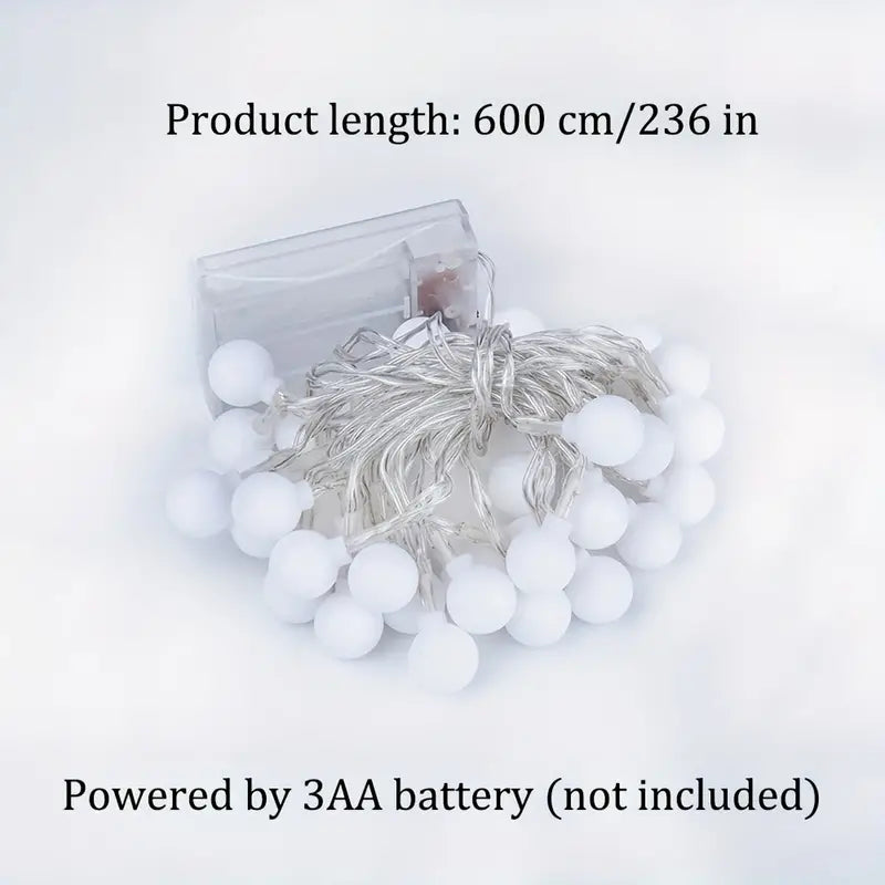 6m LED Ball Garland Fairy String Lights for Festive Decorations - Battery-Powered-4