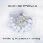 6m LED Ball Garland Fairy String Lights for Festive Decorations - Battery-Powered-4