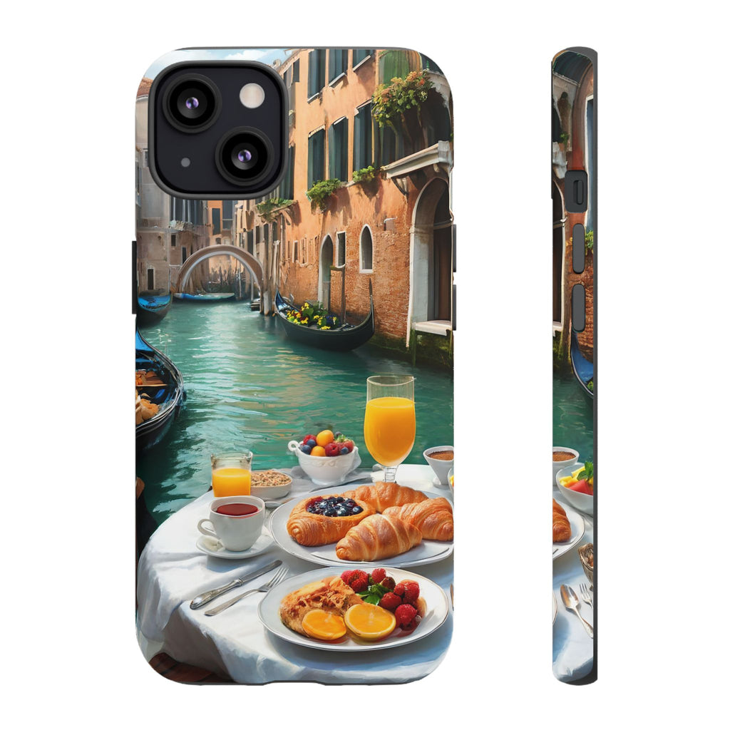 Scène de petit-déjeuner à Venise, étui de téléphone
