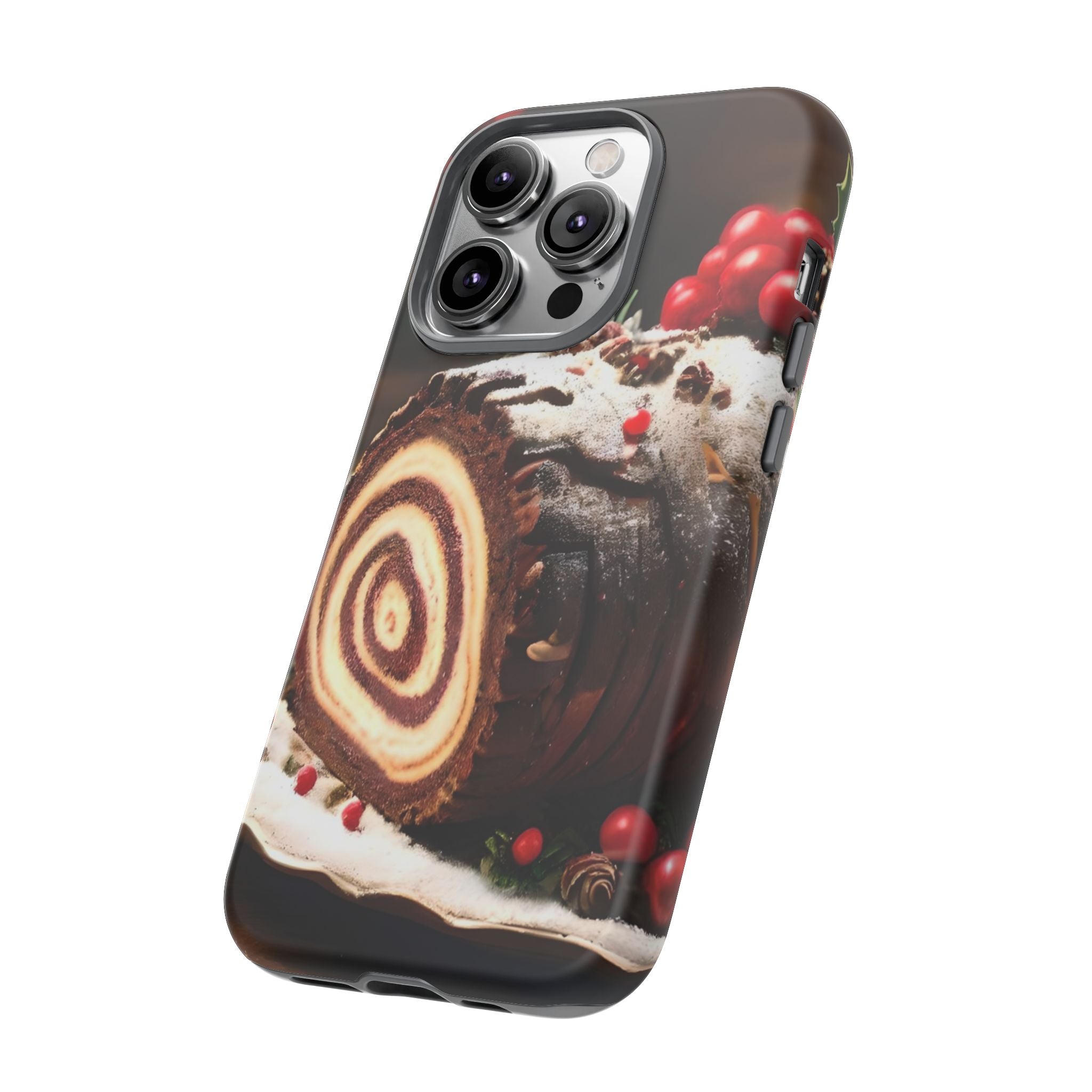 Festive Phone Case with Yule Log Design