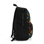 Abstract Monster Faces Pattern, Black Backpack