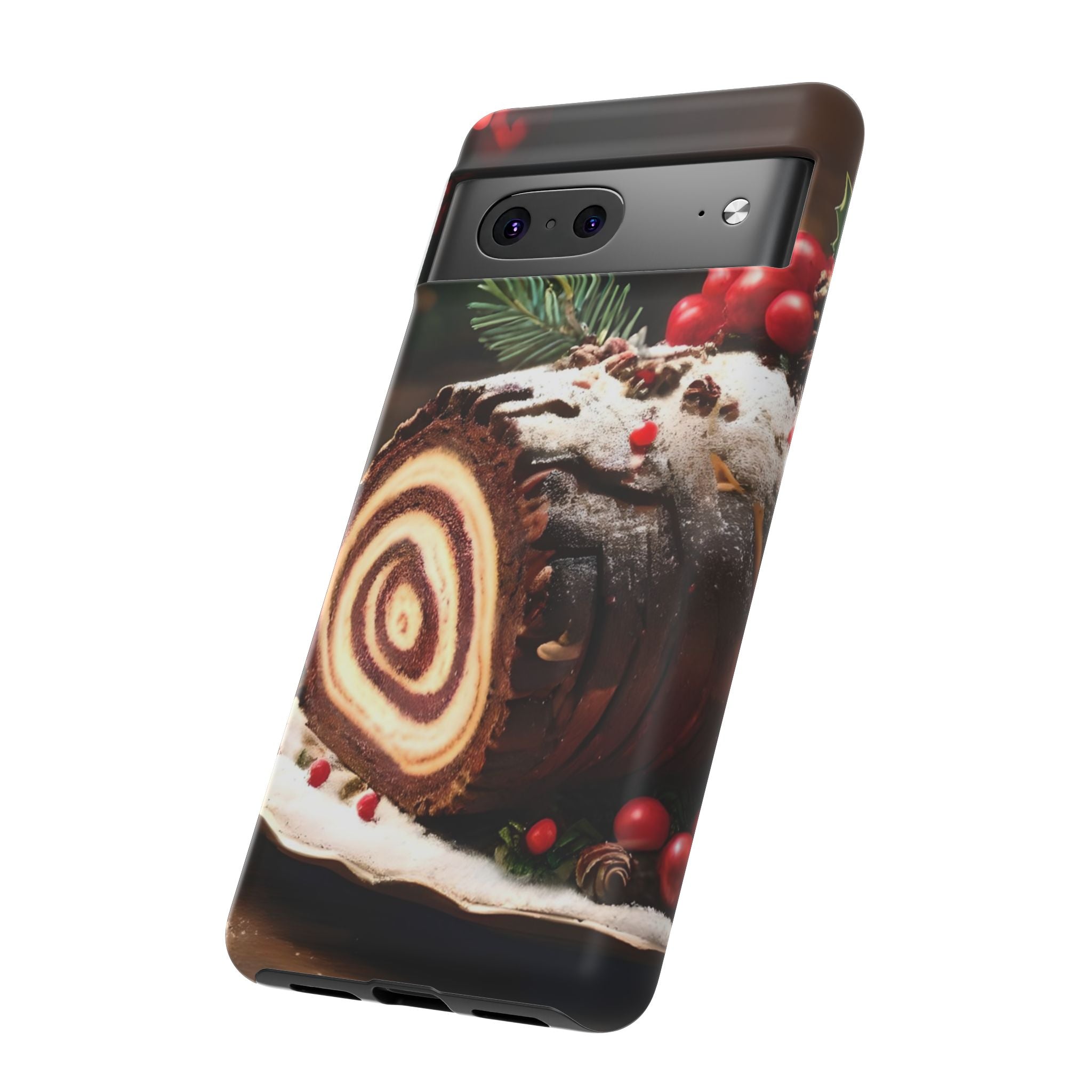 Festive Phone Case with Yule Log Design