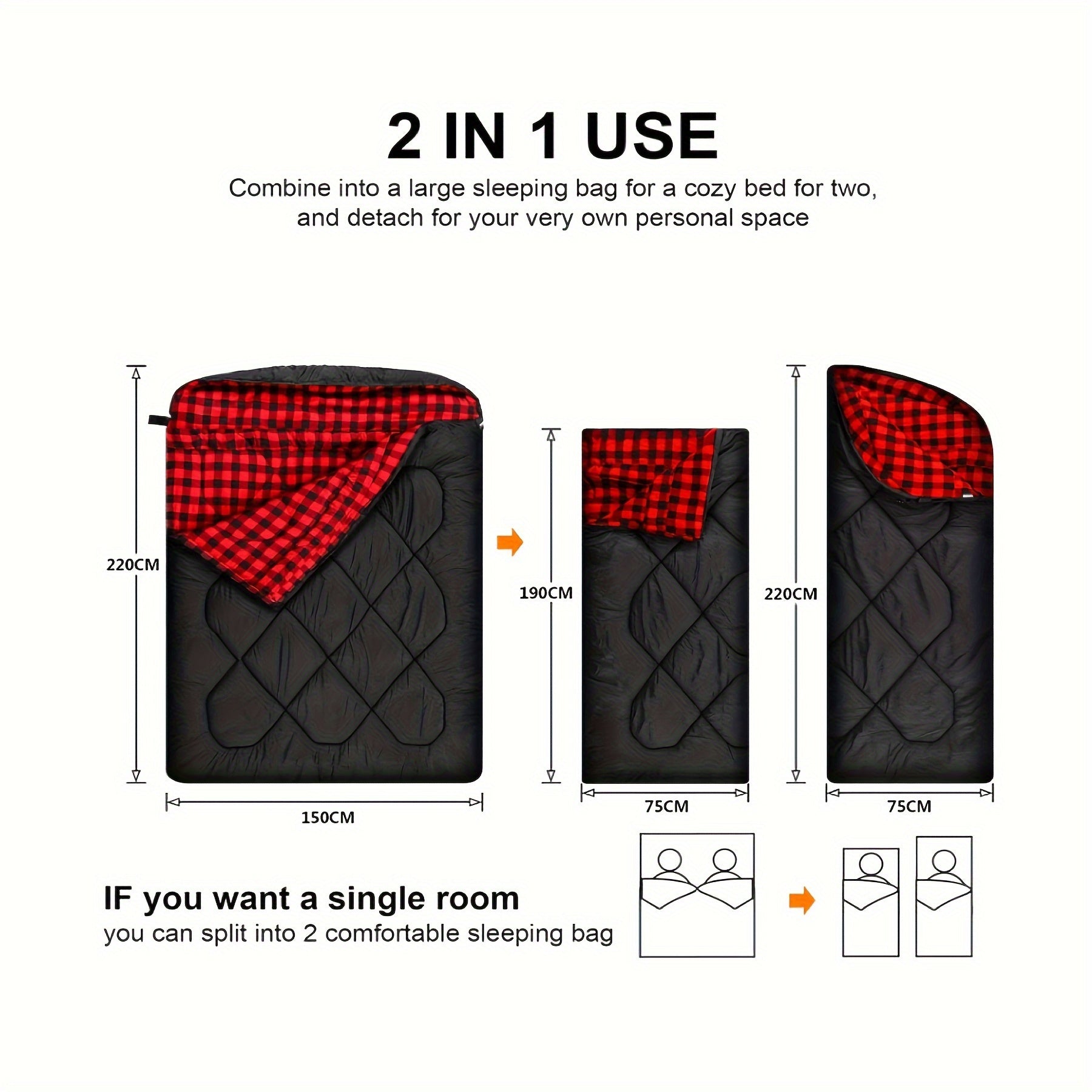 Double Sleeping Bag for Camping - 2-Person