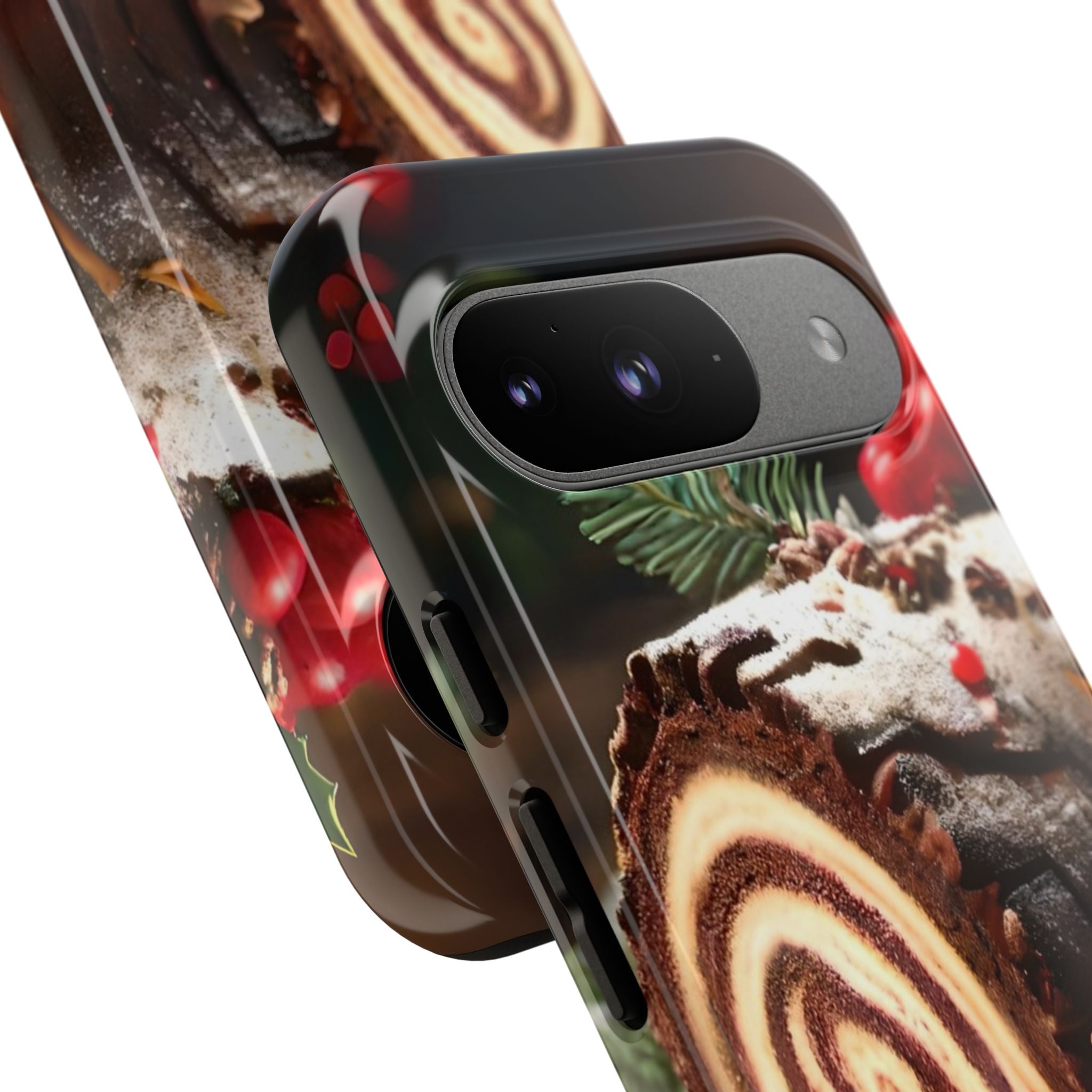 Festive Phone Case with Yule Log Design