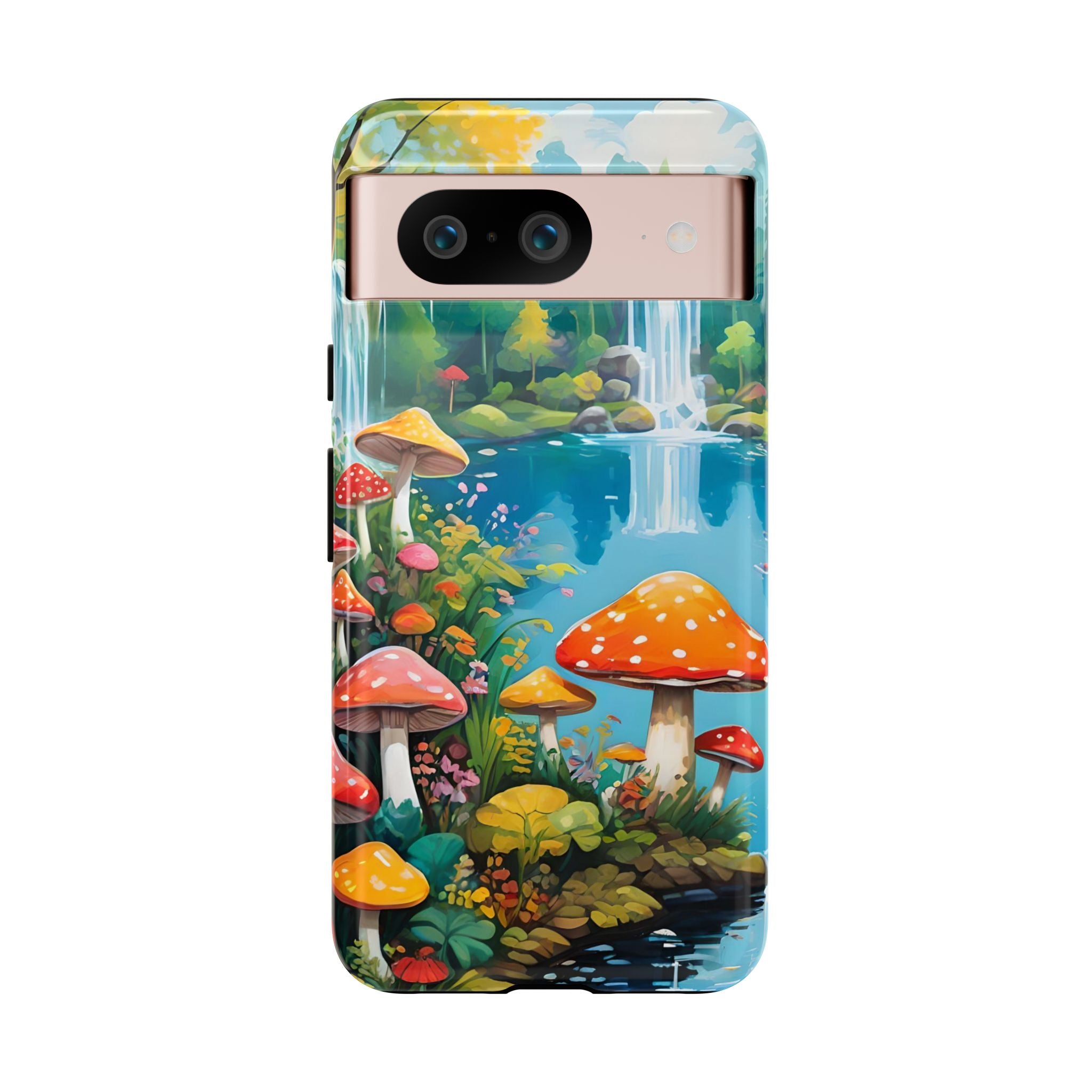 Mushroom Phone Case with Vibrant Nature Scene