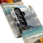 Vue d'un pique-nique sur une plage tropicale, étui pour téléphone