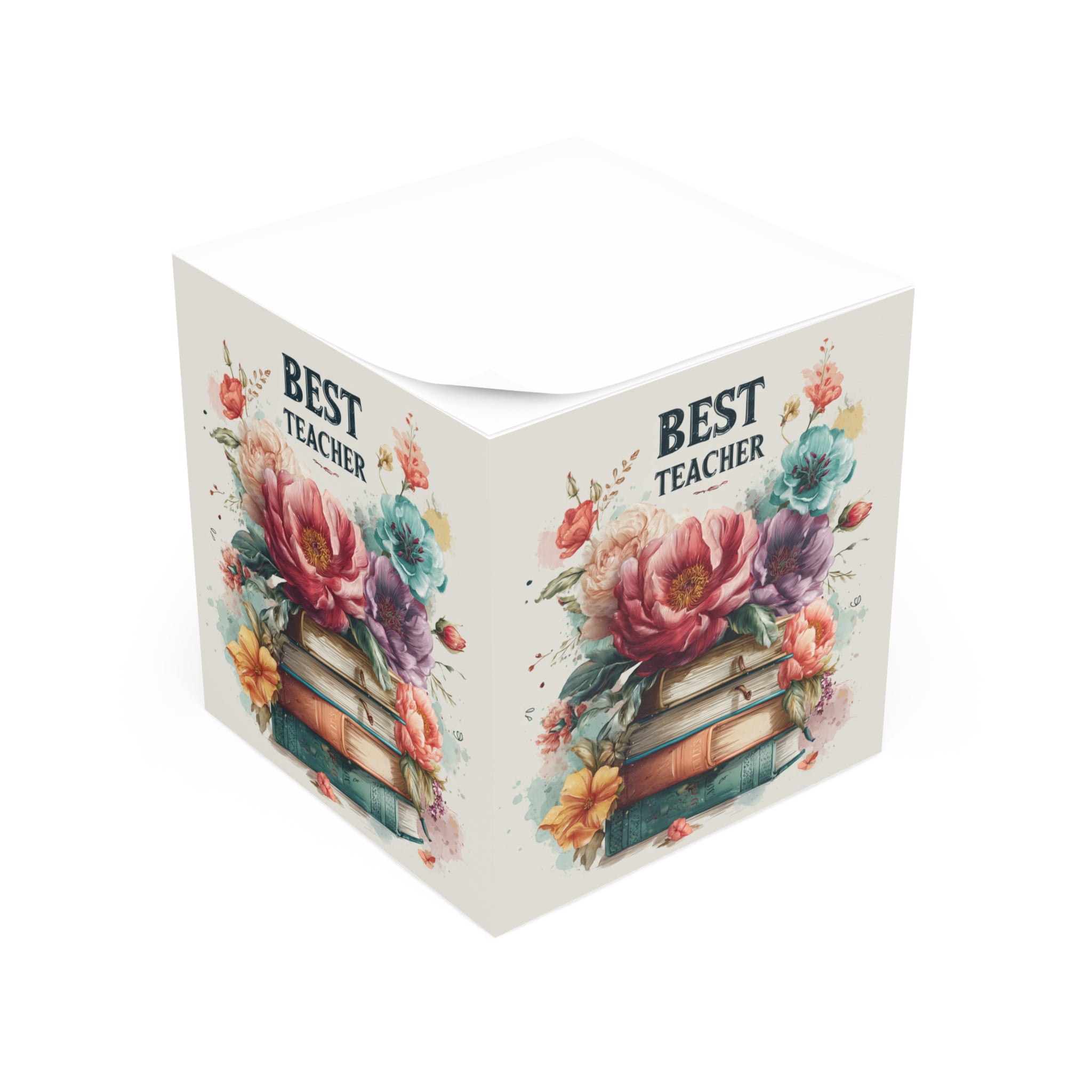 Best Teacher Floral Books Illustration, Notepad Cube