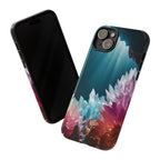 Faisceau lumineux coloré de la grotte de cristal, étui de téléphone