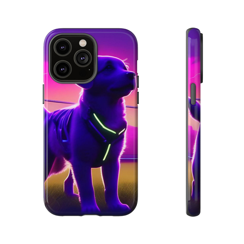 Coque de téléphone motif chien néon vibrant