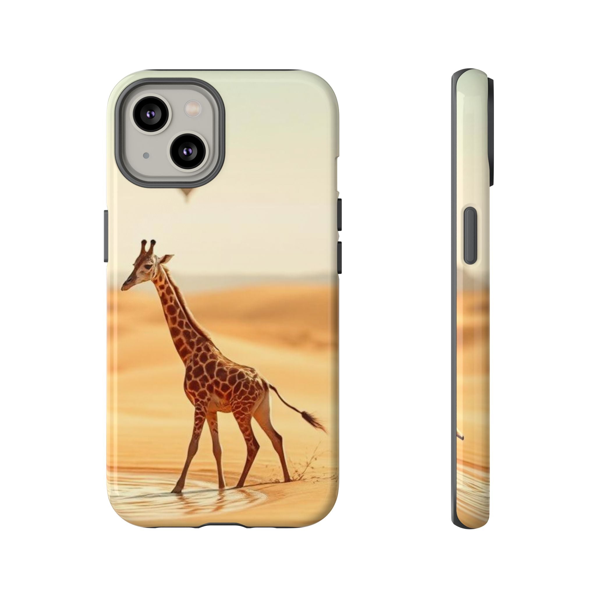 Giraffe Desert Scene, Phone Case