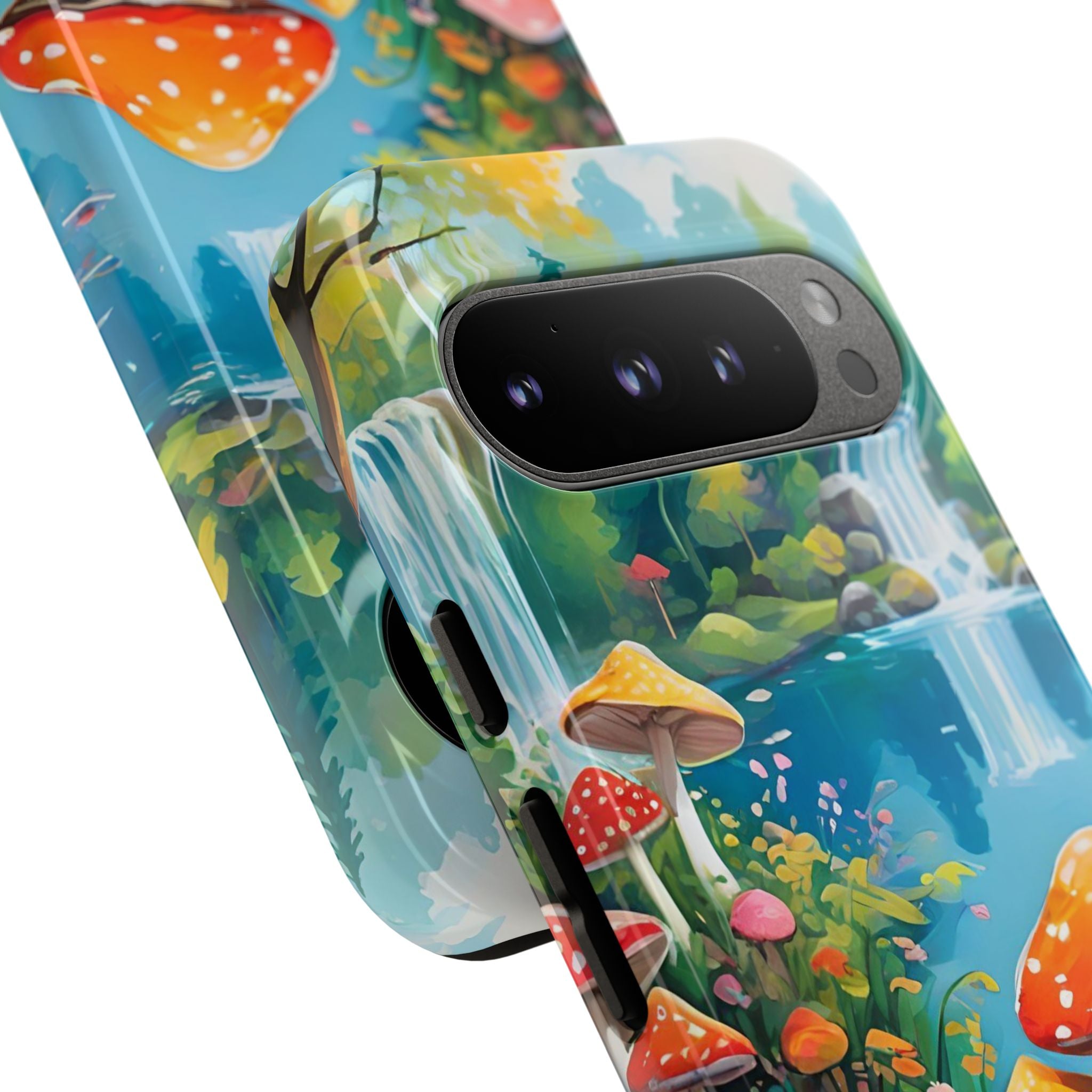 Mushroom Phone Case with Vibrant Nature Scene